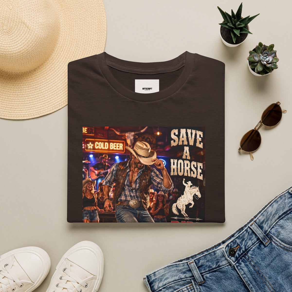 Save a Horse Ride a Cowboy T-Shirt — Country Western Cowboy Graphic Tee