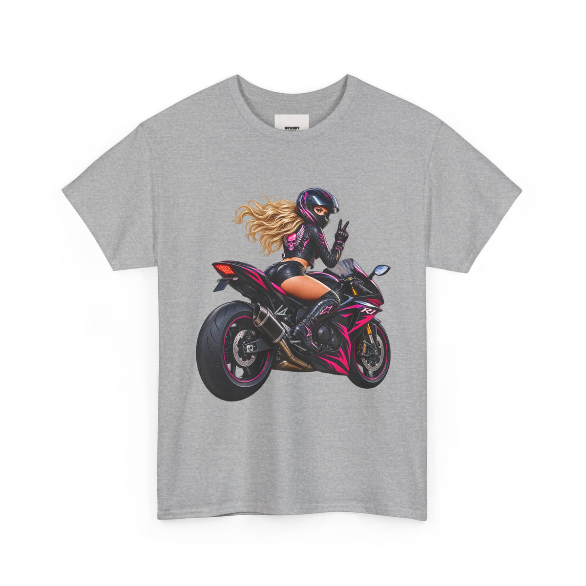 Motorcycle Girl Tee — Feminine Sportbike Rider Graphic Shirt