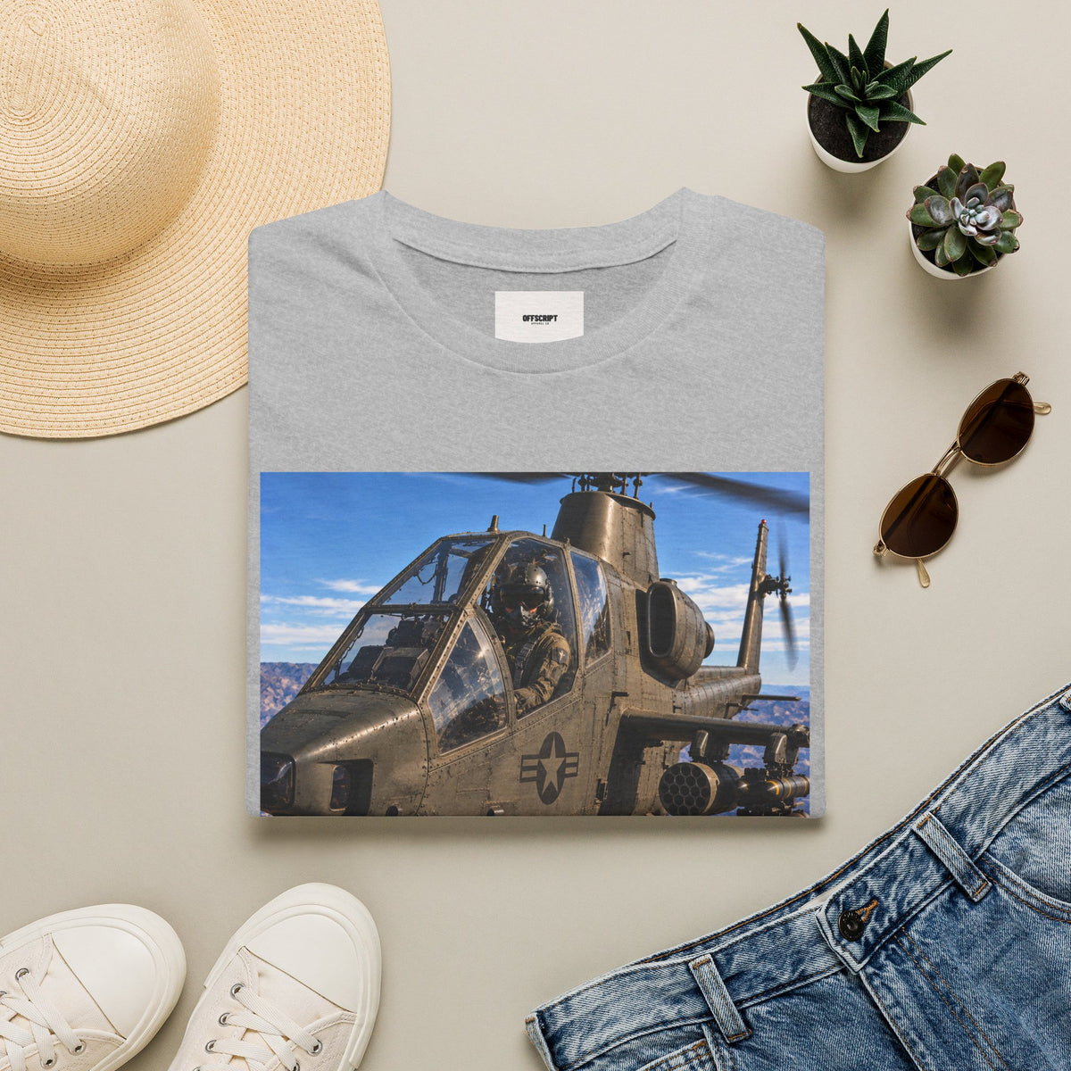 Attack Helicopter Graphic T‑Shirt – Military Aviation Photo Tee