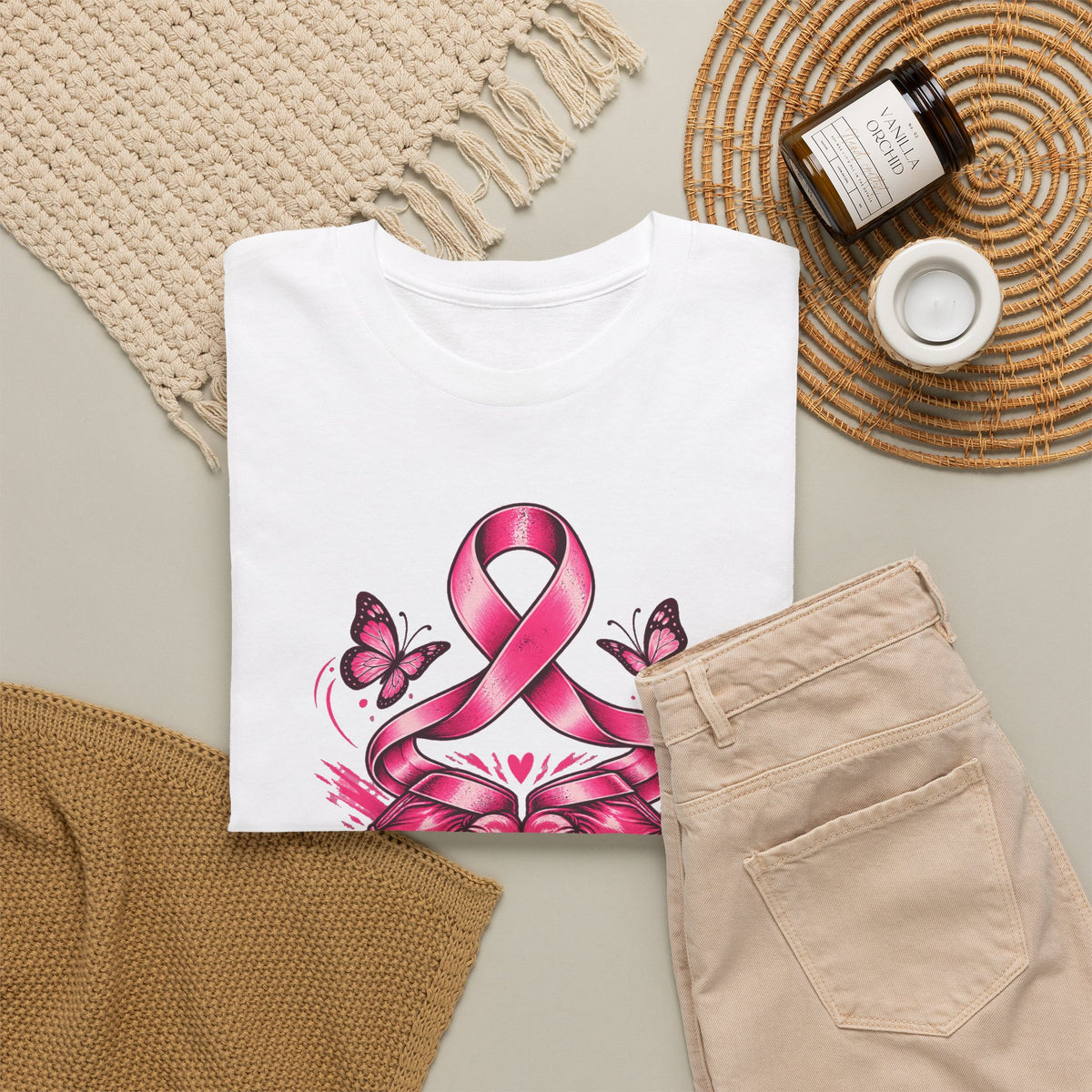 T-Shirt — Her Fight Our Strength Pink Ribbon Breast Cancer Awareness Tee
