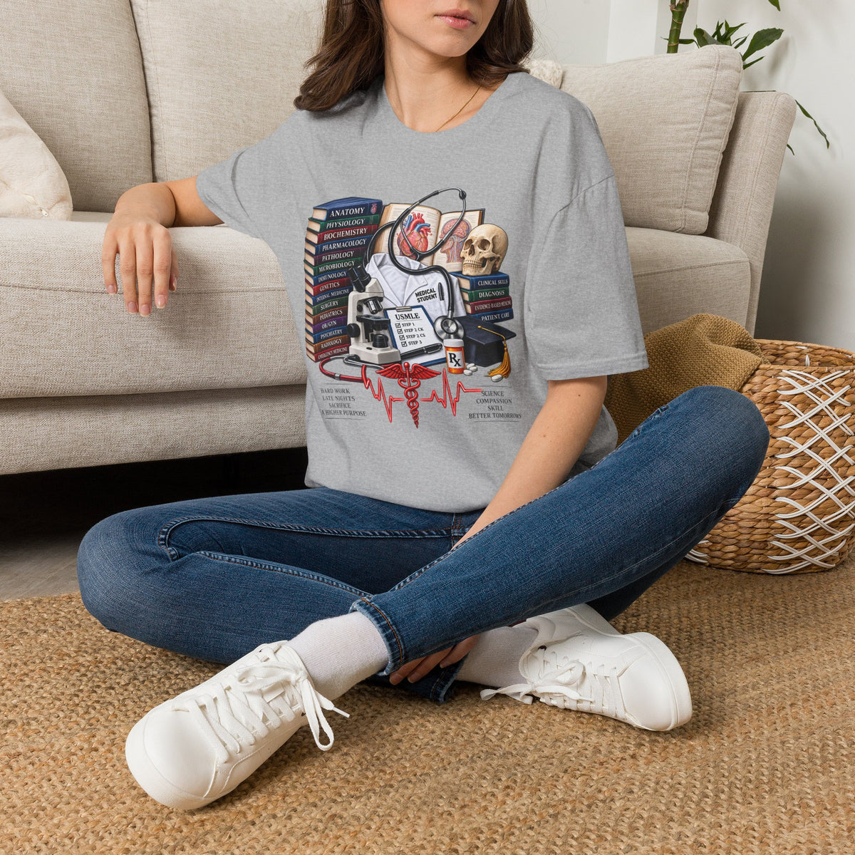 Medical Student Study Stack T‑Shirt — Anatomy, Physiology & USMLE Prep Design