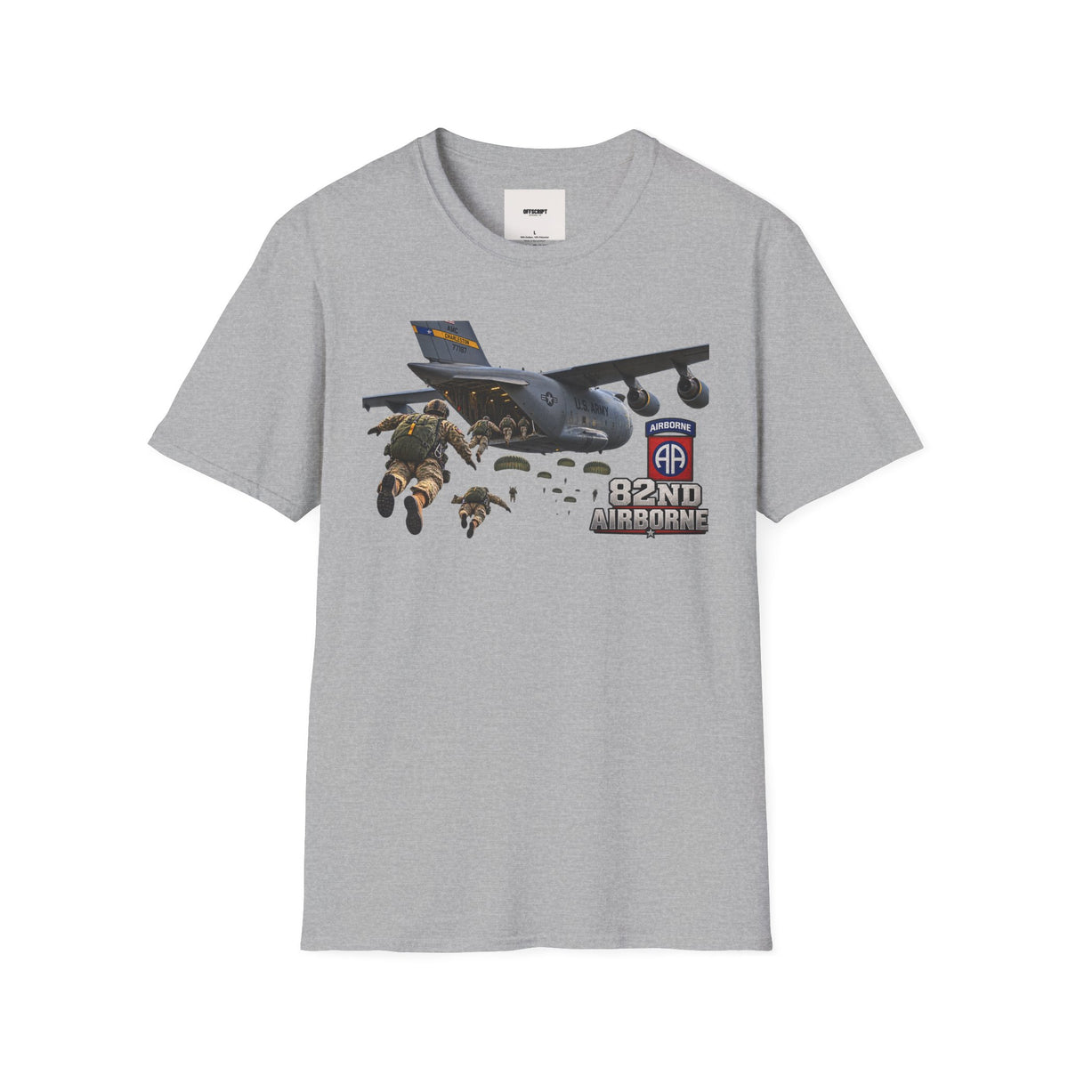 82nd Airborne Paratrooper T-Shirt — Military Jump C-17 Skydiving Design