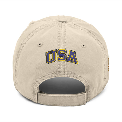 Veteran Embroidered Distressed Dad Hat — USA Honor Gratitude