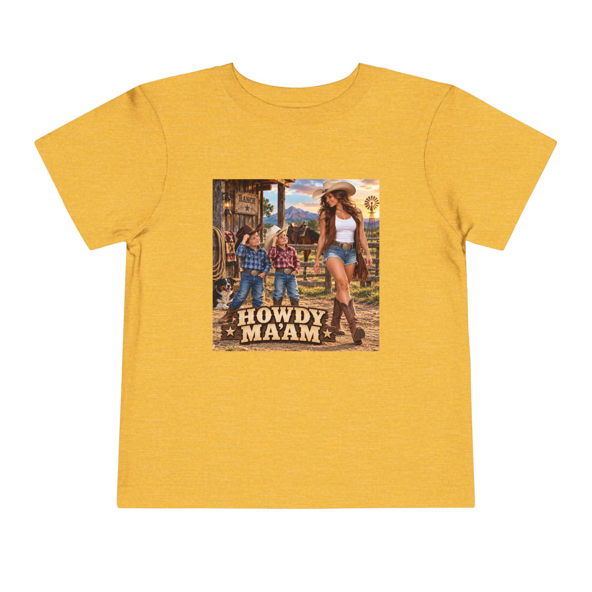 Toddler Tee — "Howdy Ma'am" Cowgirl Graphic Kids Shirt