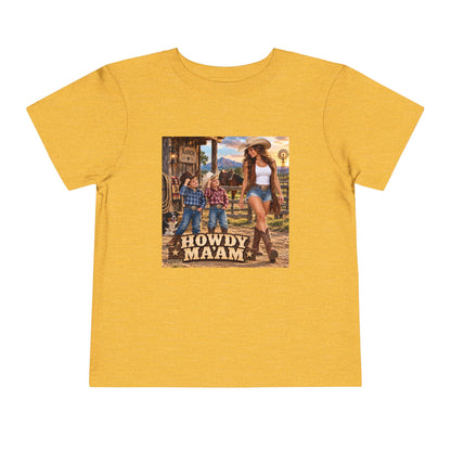Toddler Tee — "Howdy Ma'am" Cowgirl Graphic Kids Shirt