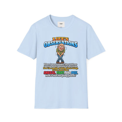 Life's Observations Funny Graphic Tee — Toilet Humor Bathroom Joke T-Shirt