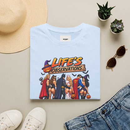 Halloween Superhero Pinup T-Shirt — "Life's Observations" Graphic Tee