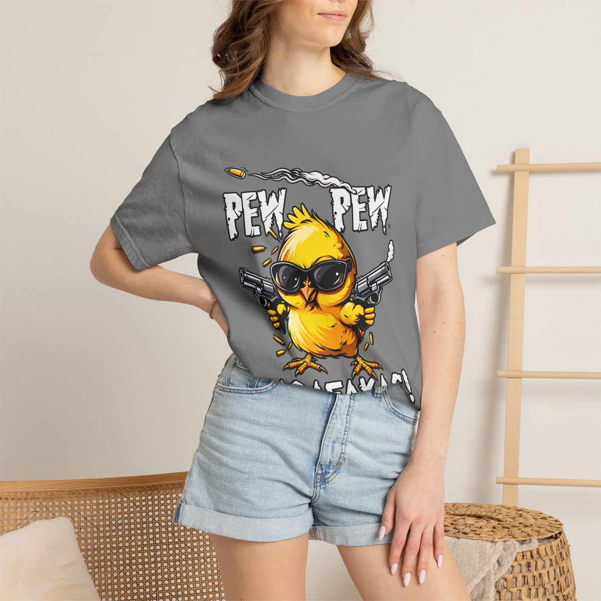Pew Pew Madafakas Funny Duck Graphic T-Shirt