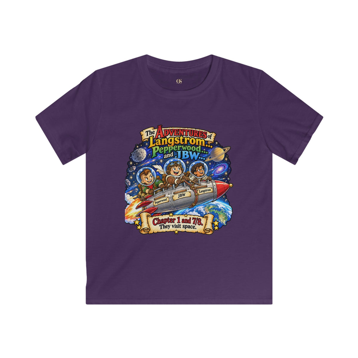 Kids Space Adventure Tee — 'The Adventures of Langstron, Pepperwood & JBW' Rocket Shirt