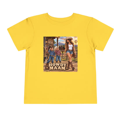 Toddler Tee — "Howdy Ma'am" Cowgirl Graphic Kids Shirt