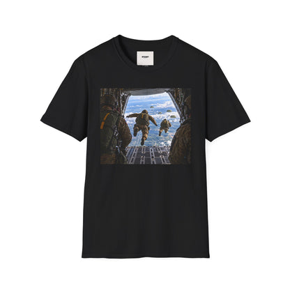 Parachute Jump Soldiers T-Shirt — Military Airborne Jump Photo Tee