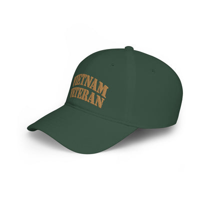 Vietnam Veteran Baseball Cap — Embroidered Gold Text Low Profile Hat for Veterans & Memorial Events
