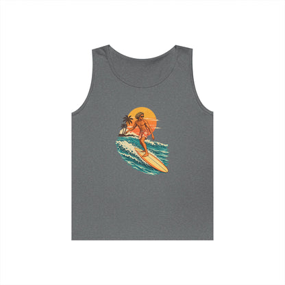 Surfing Sunset Tank — Retro Surfer Graphic Tank Top