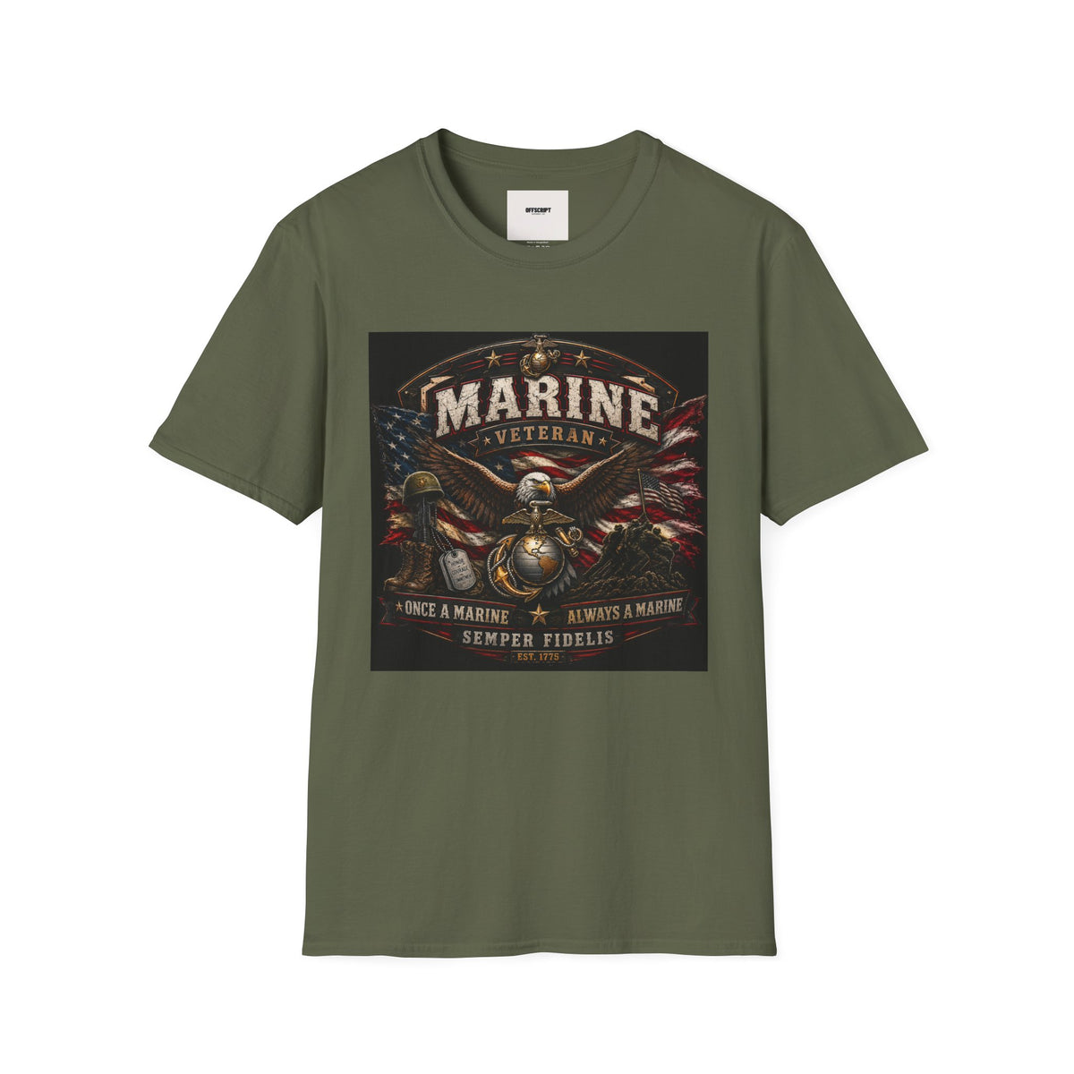 Marine Veteran T‑Shirt — Patriotic Eagle & American Flag Military Tribute