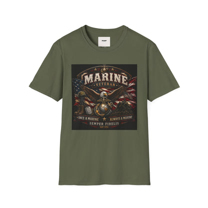 Marine Veteran T‑Shirt — Patriotic Eagle & American Flag Military Tribute