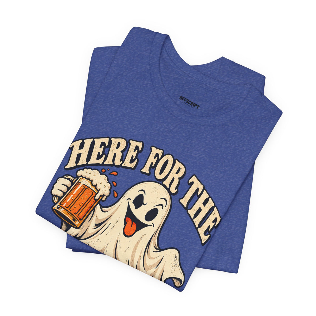 Here for the Boos Halloween T-Shirt — Ghost Drinking Beer Graphic Tee