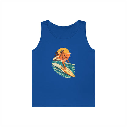 Surfing Sunset Tank — Retro Surfer Graphic Tank Top