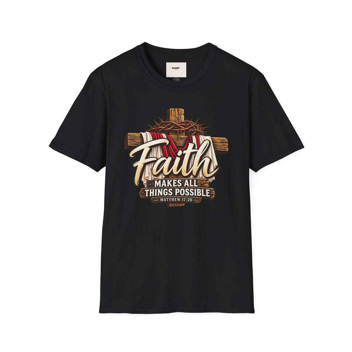 Faith Cross T‑Shirt — "Faith Makes All Things Possible" Christian Tee