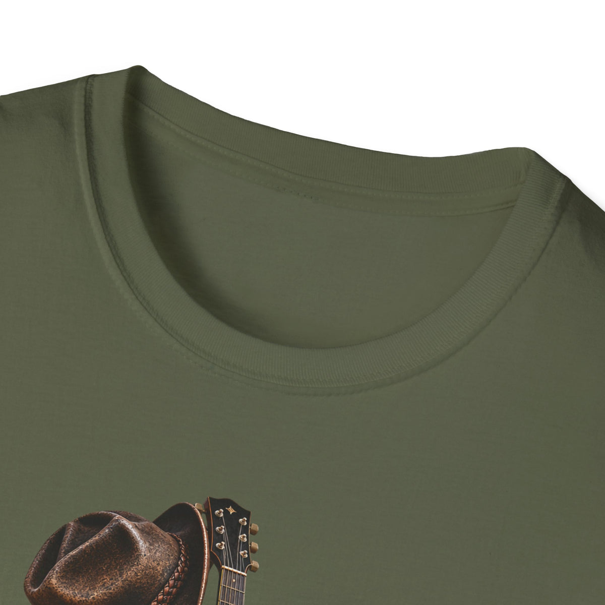 Country Music Guitar T-Shirt — Rustic Cowboy Hat & Lantern Graphic