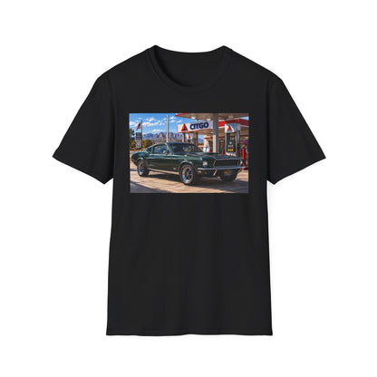 Classic Mustang Gas Station Tee — Retro Muscle Car T-Shirt