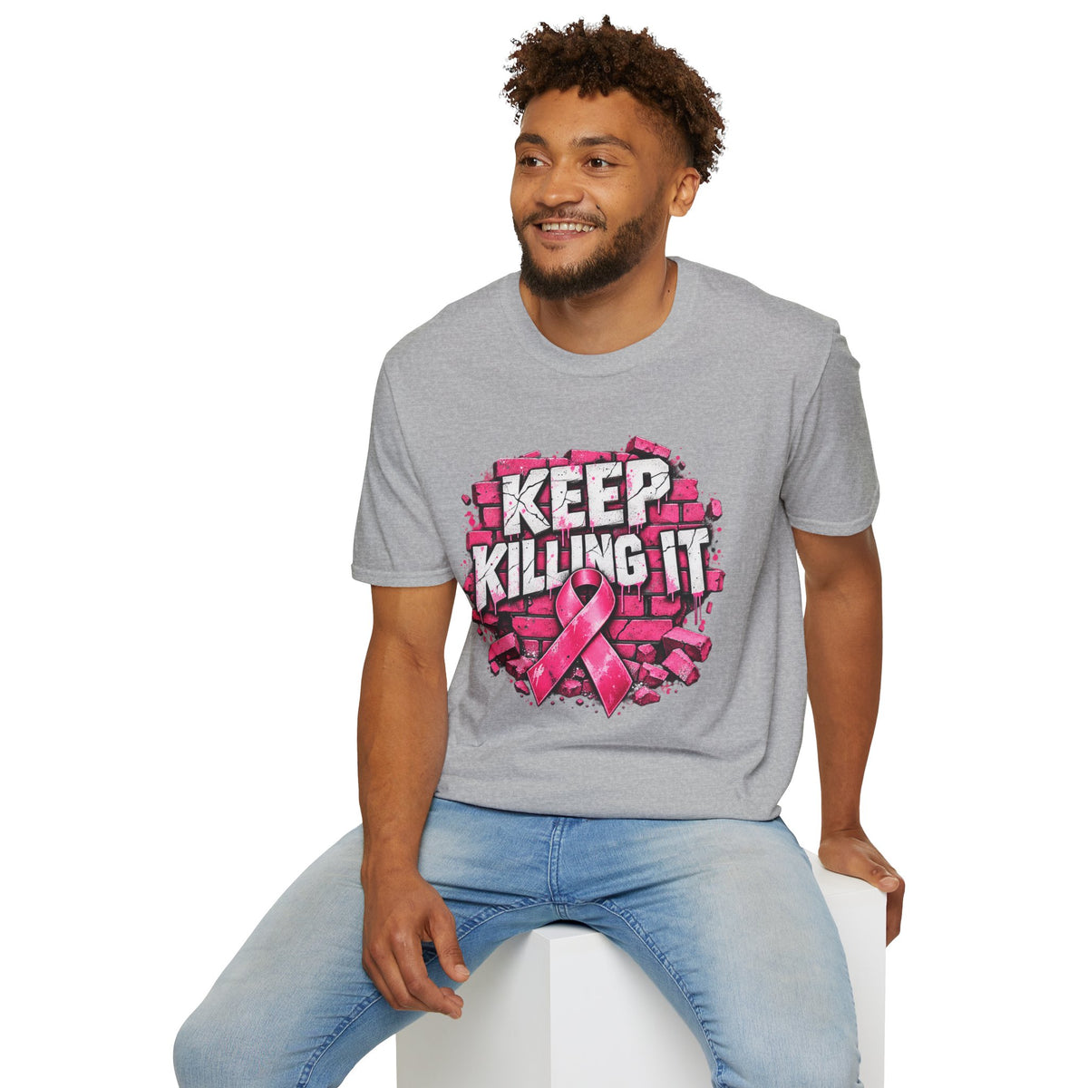 Keep Killing It pink ribbon T-Shirt | Breast Cancer Awareness, Motivational Graphic