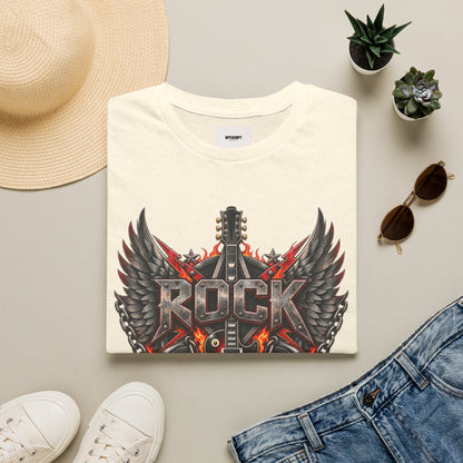 Rock Wings T‑Shirt — Vintage Guitar Flame Graphic Tee for Music Lovers