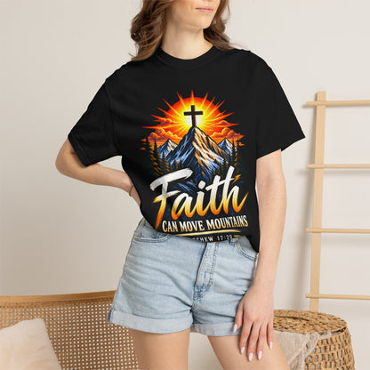 Faith Can Move Mountains T-Shirt | Christian Cross Mountain Graphic