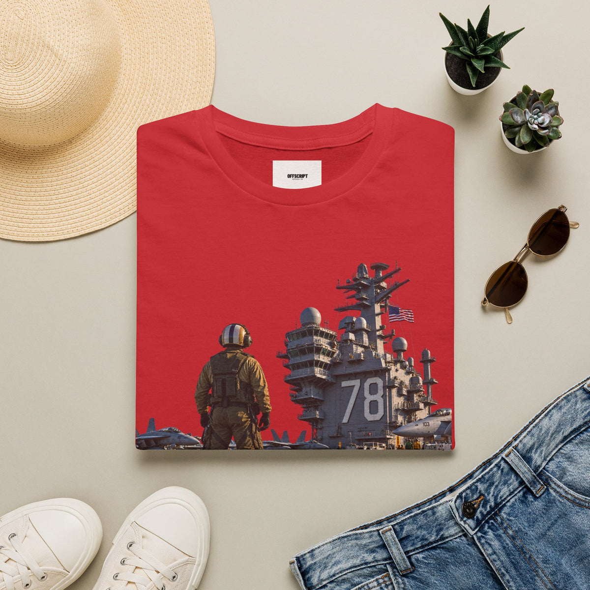 Aircraft Carrier Deck T‑Shirt – Navy Sailor & Carrier 78 Graphic