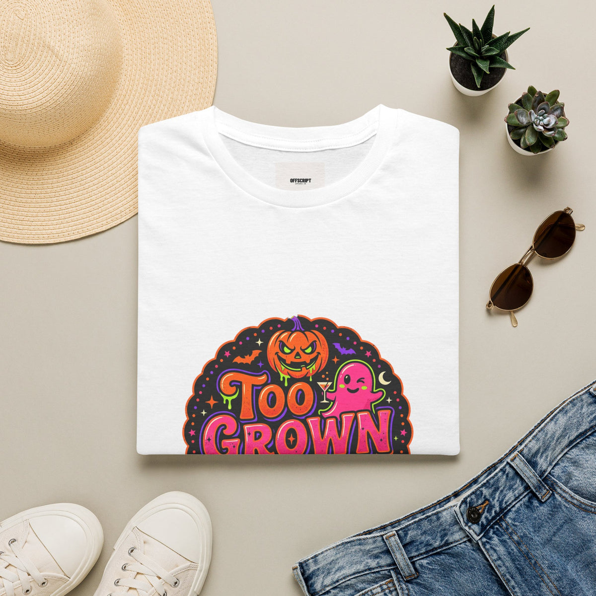 Too Grown to Boo Halloween T-Shirt — Funny Pumpkin & Ghost Graphic Tee