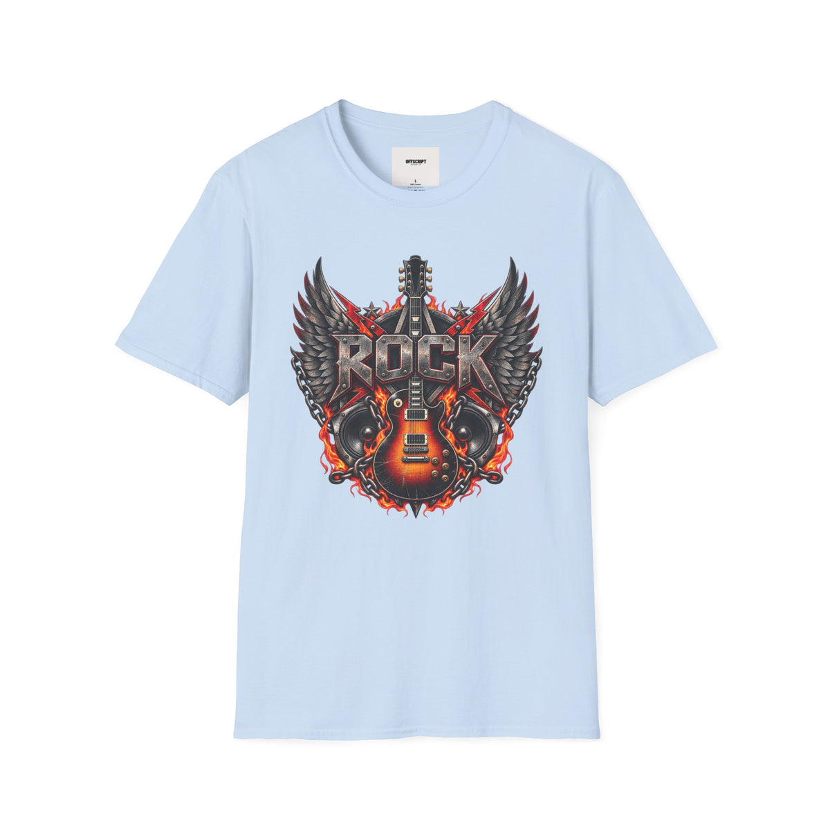 Rock Wings T‑Shirt — Vintage Guitar Flame Graphic Tee for Music Lovers