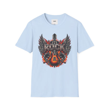 Rock Wings T‑Shirt — Vintage Guitar Flame Graphic Tee for Music Lovers