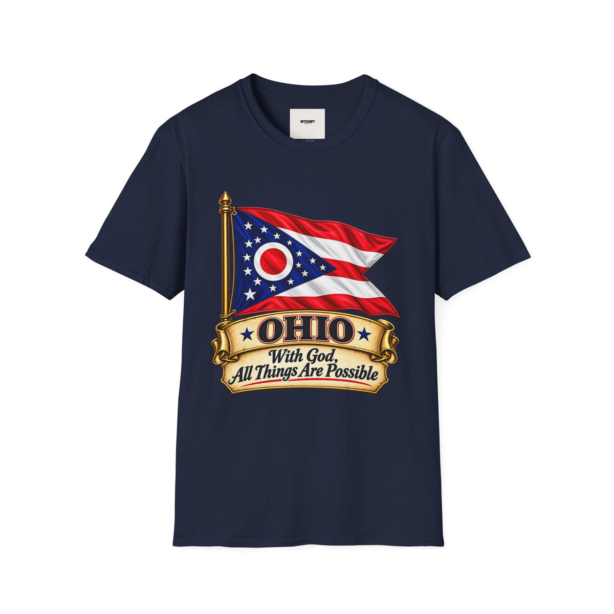 Ohio Flag T-Shirt — "With God All Things Are Possible" Patriotic Tee