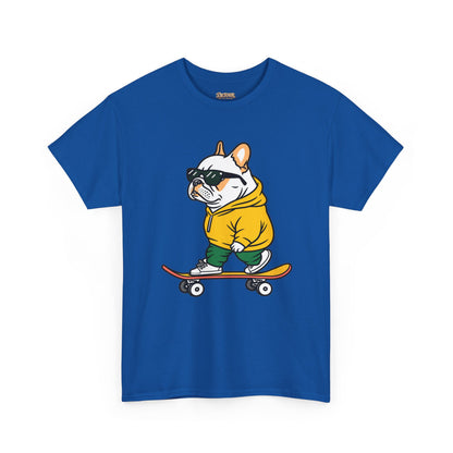 Skateboarding French Bulldog T‑Shirt – Cute Bulldog on Skateboard Graphic Tee