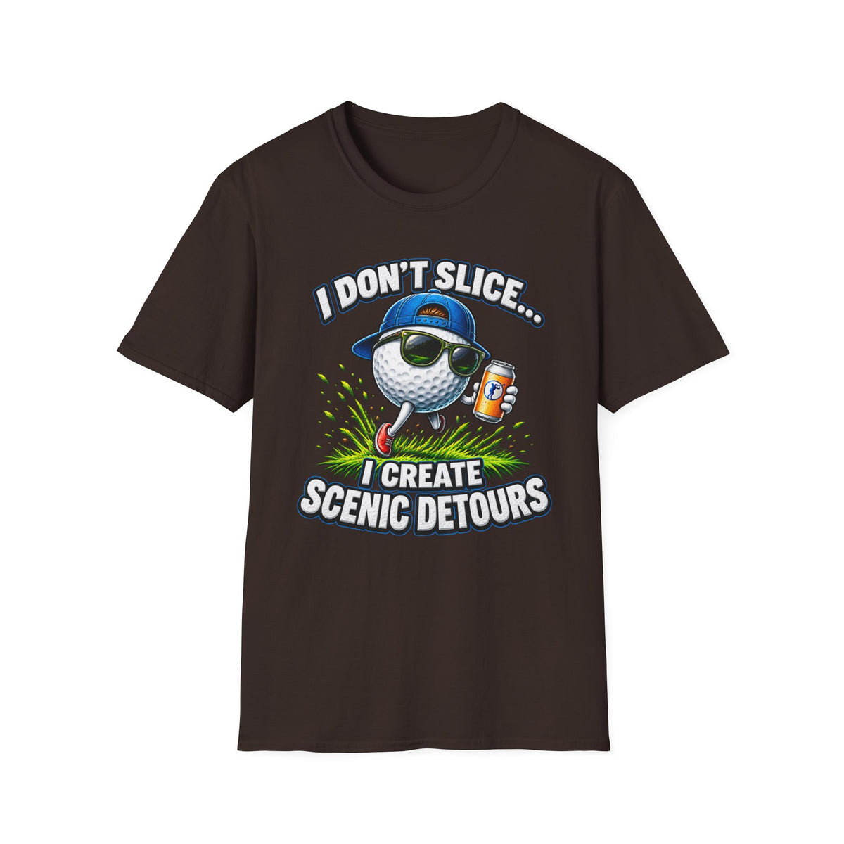 Golf T-Shirt — "I Don't Slice... I Create Scenic Detours" Funny Golfer Tee