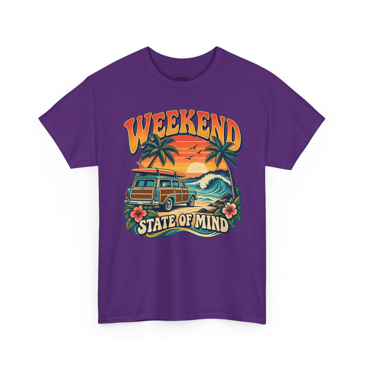 Weekend State of Mind Tee – Retro Surf Van Sunset T-Shirt