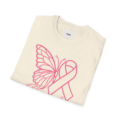 Breast Cancer Awareness Butterfly T-Shirt - Pink Ribbon Support Tee