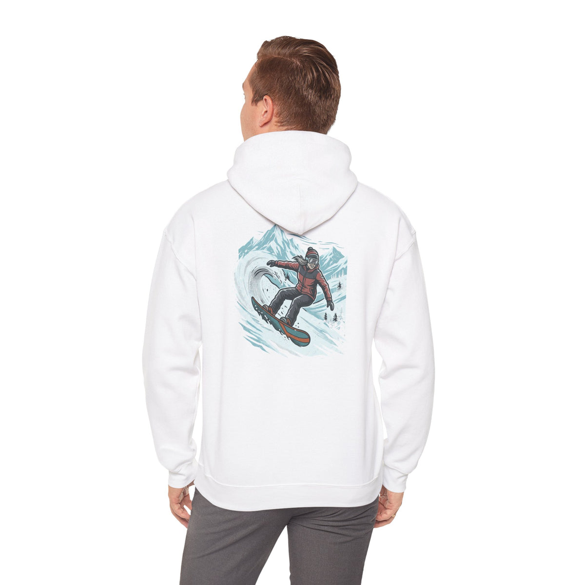 Snowboarding Hoodie – "Snowboarding Life" Graphic Pullover with Backboarder Illustration