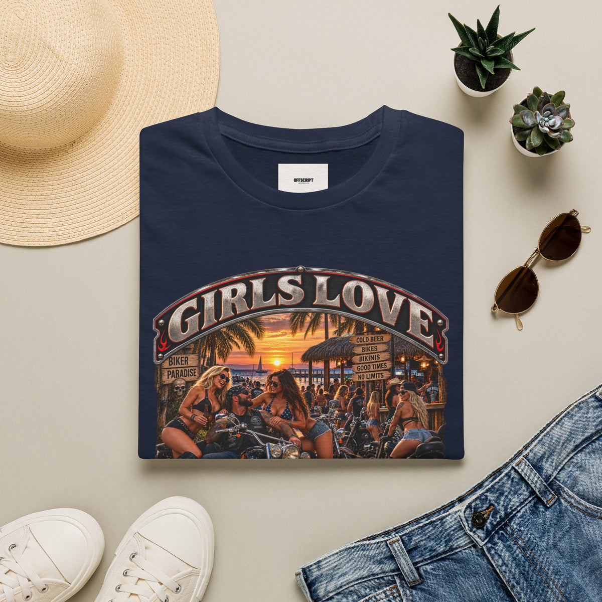 Girls Love Bike Week T-Shirt — Biker Bar Sunset Graphic Tee