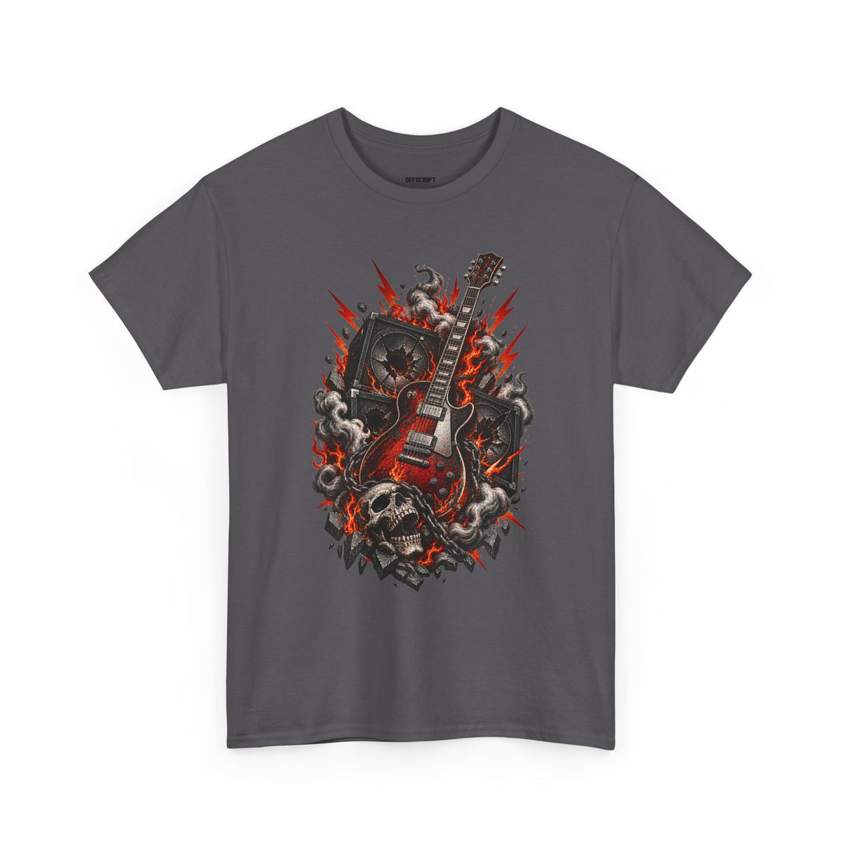 Electric Skull Guitar T‑Shirt — Rock & Metal Graphic Tee for Musicians and Fans