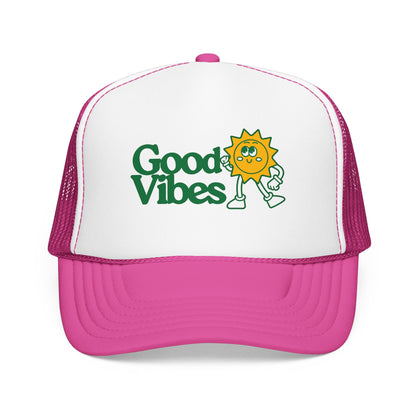 Good Vibes Sun Trucker Hat — Retro Sunny Graphic Foam Cap