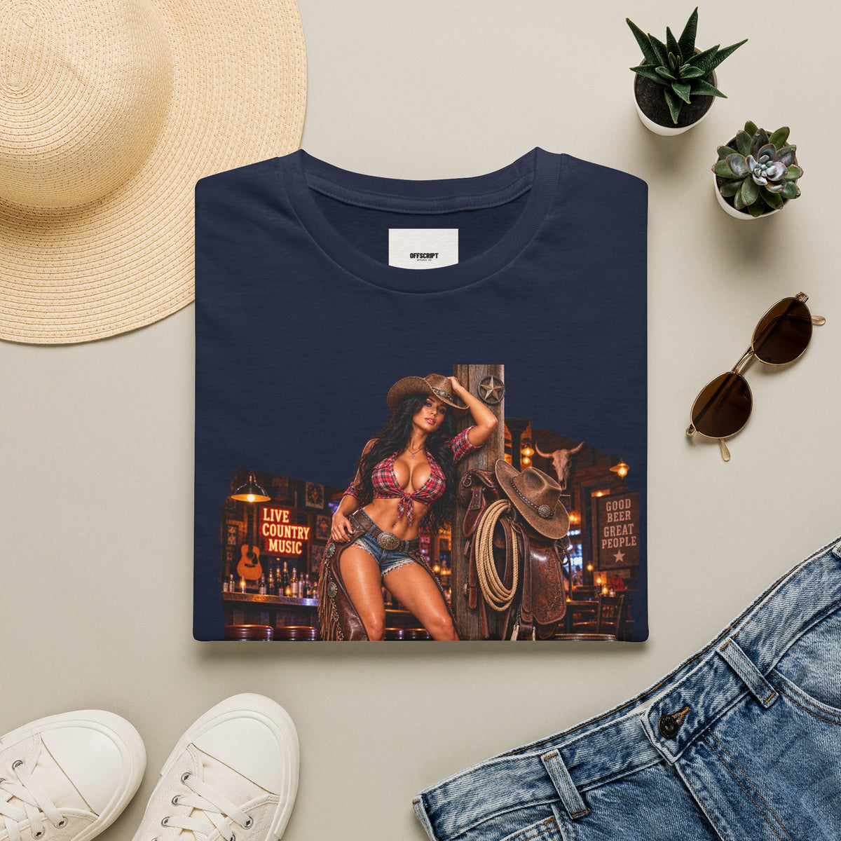 Honky Tonk Women T-Shirt — Retro Cowgirl Pinup Graphic Tee