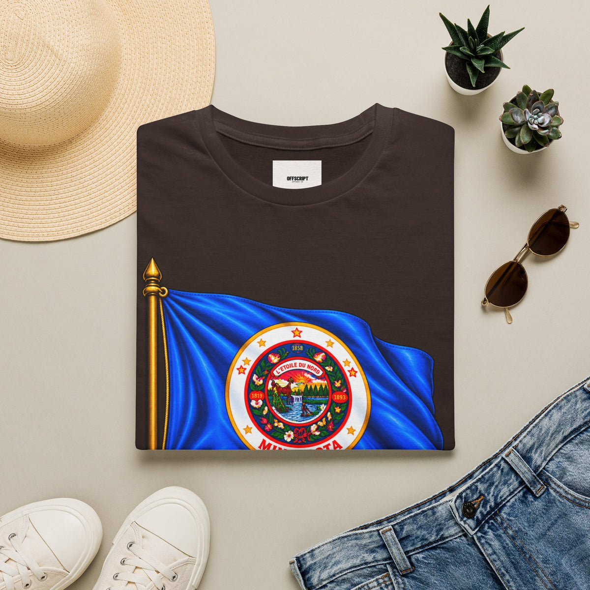 Minnesota Flag T-Shirt - 'Minnesota: L'Étoile du Nord / The Star of the North' Graphic Tee