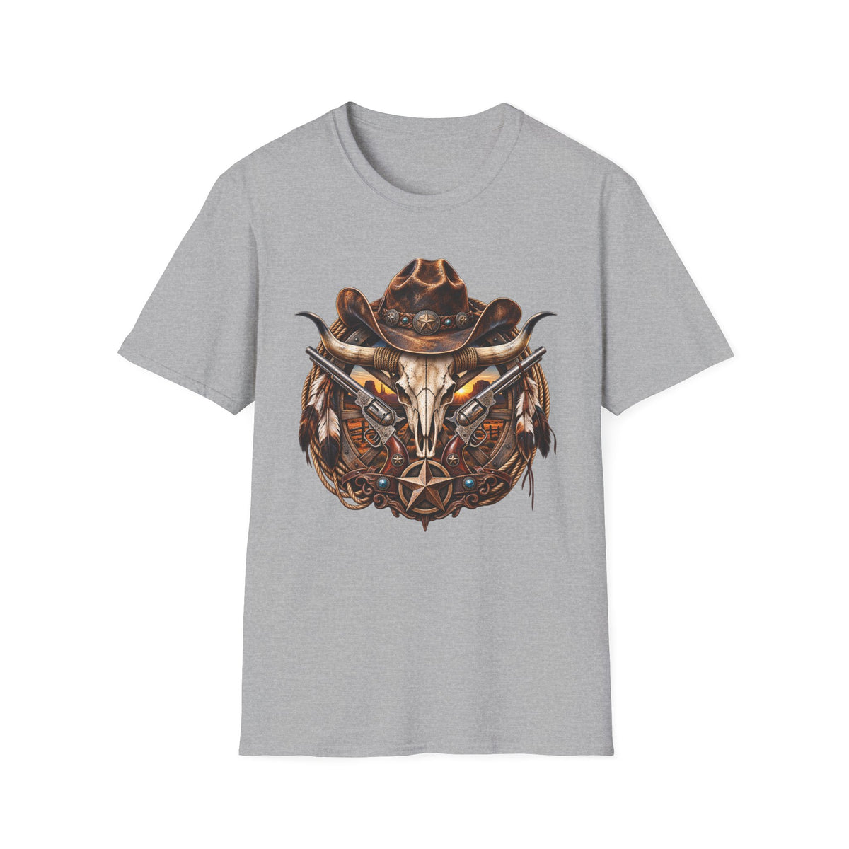 Cowboy Skull T-Shirt — Western Gunslinger Graphic Tee