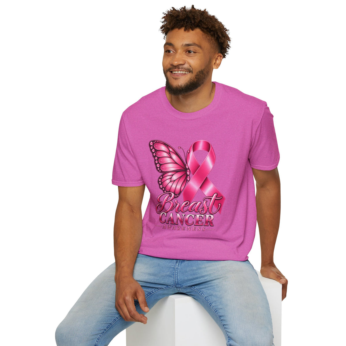 Pink Ribbon Butterfly Breast Cancer Awareness T-Shirt | Support Ribbon Tee