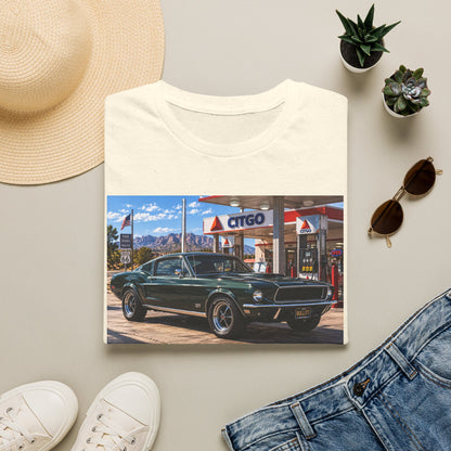 Classic Mustang Gas Station Tee — Retro Muscle Car T-Shirt