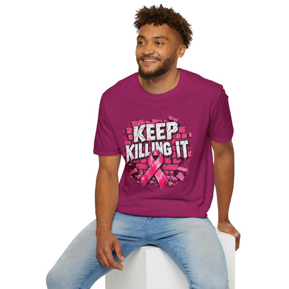 Keep Killing It pink ribbon T-Shirt | Breast Cancer Awareness, Motivational Graphic
