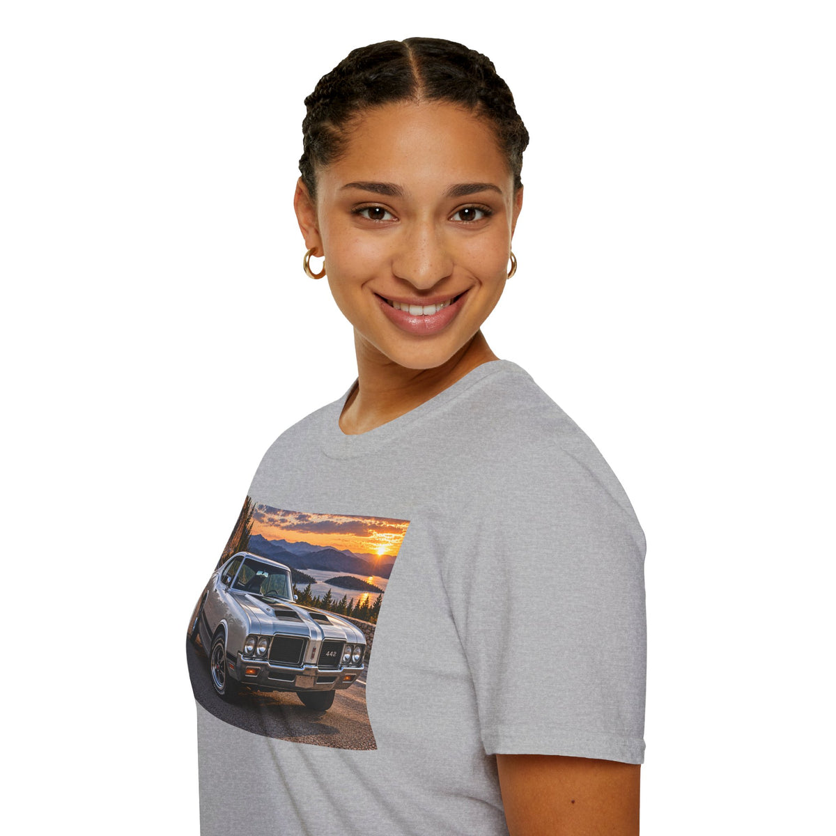 Classic Muscle Car T-Shirt – Vintage Oldsmobile Sunset Graphic Tee