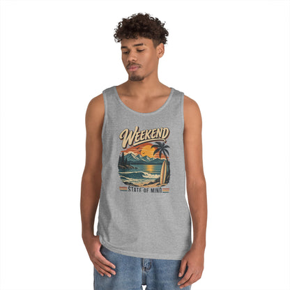 Weekend State of Mind Tank Top — Retro Beach Surf Sunset Graphic