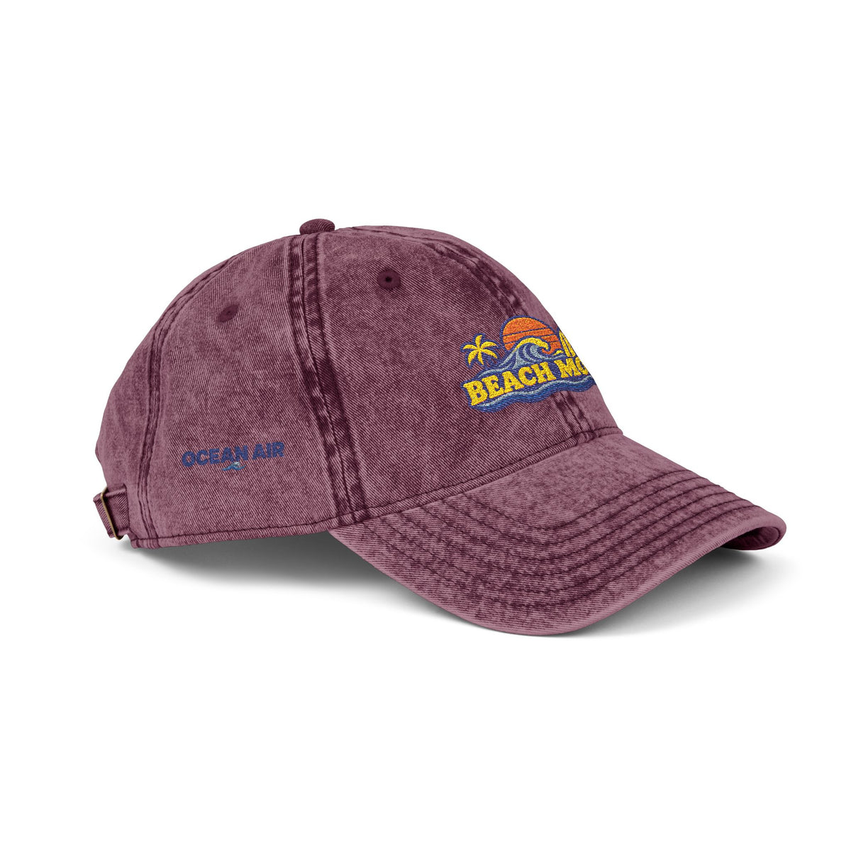 Vintage Embroidered Beach House Cap — Washed Red Dad Hat