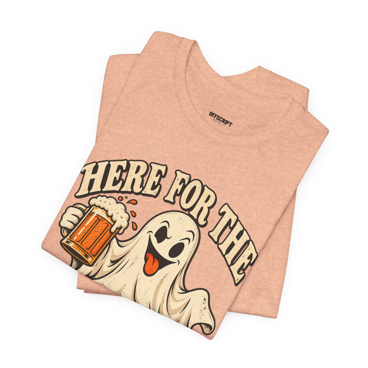Here for the Boos Halloween T-Shirt — Ghost Drinking Beer Graphic Tee